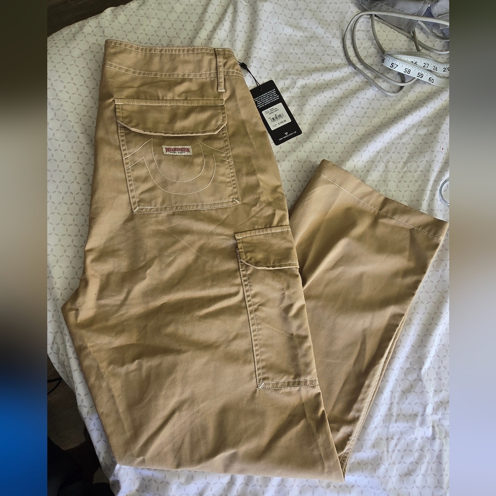 True Religion Men's Tan Cargo Pants